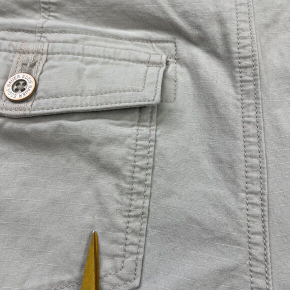 Eddie Bauer Cropped Cargo Pants Women's 12 TALL Khaki Outdoors Hiking Casual - Picture 4 of 12